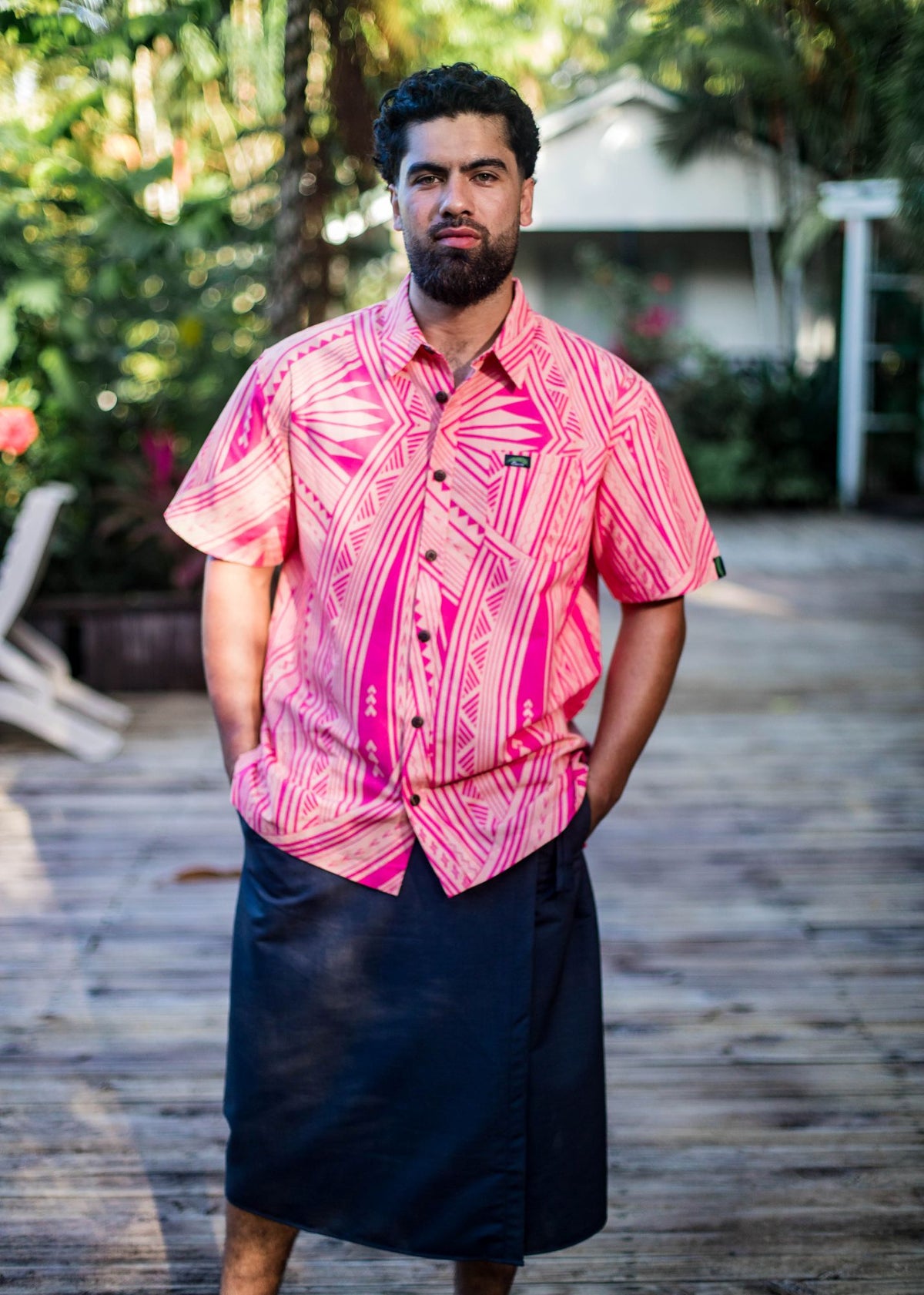 Eveni Pacific Men's Classic Elei Shirt - Beau Pink
