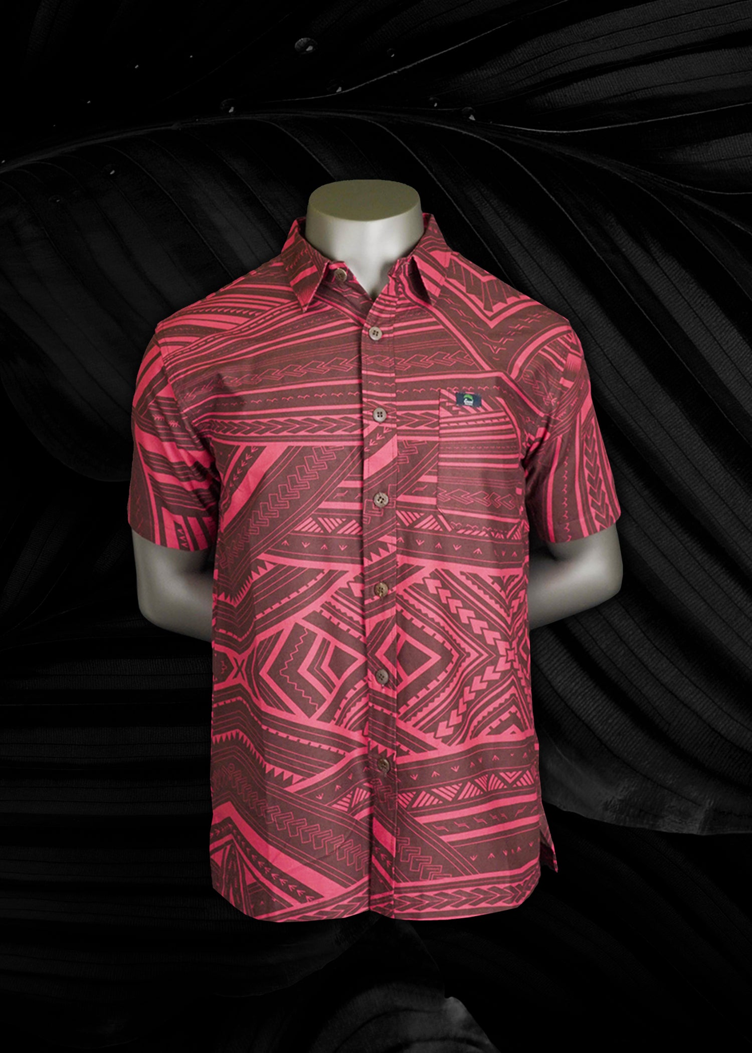 Eveni Pacific Men's Classic Elei Shirt - Burgundy Pink