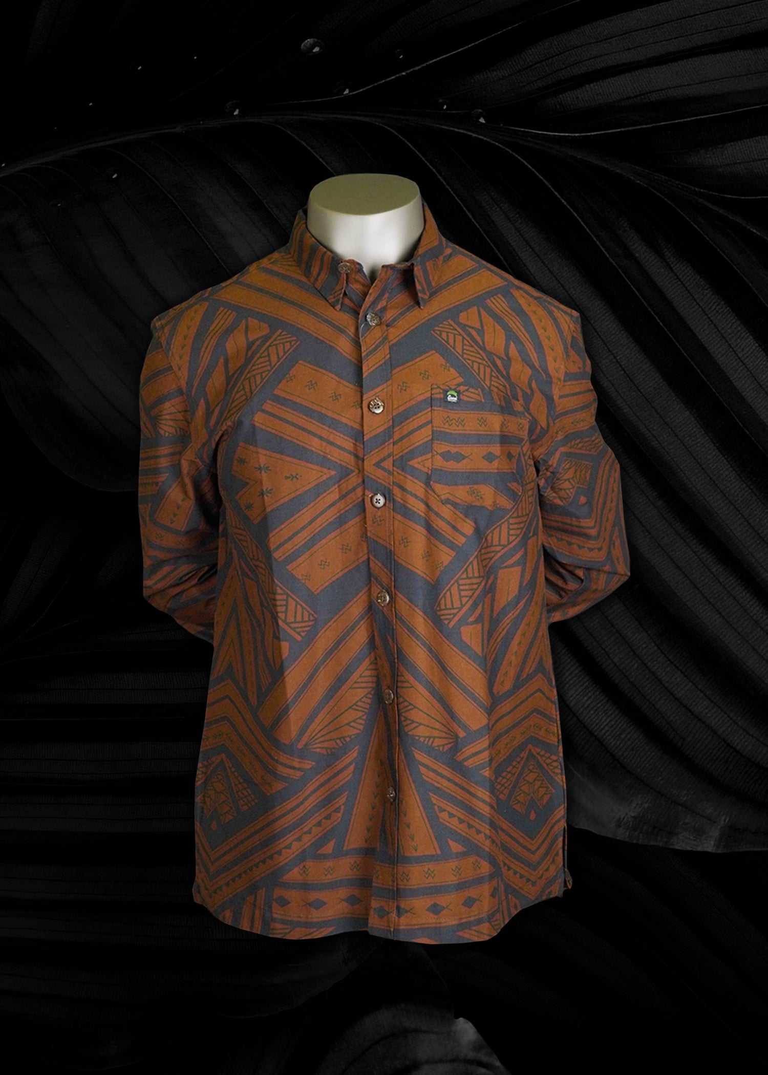 Eveni Pacific Mens Long Sleeve Shirt - Tropicana Brown