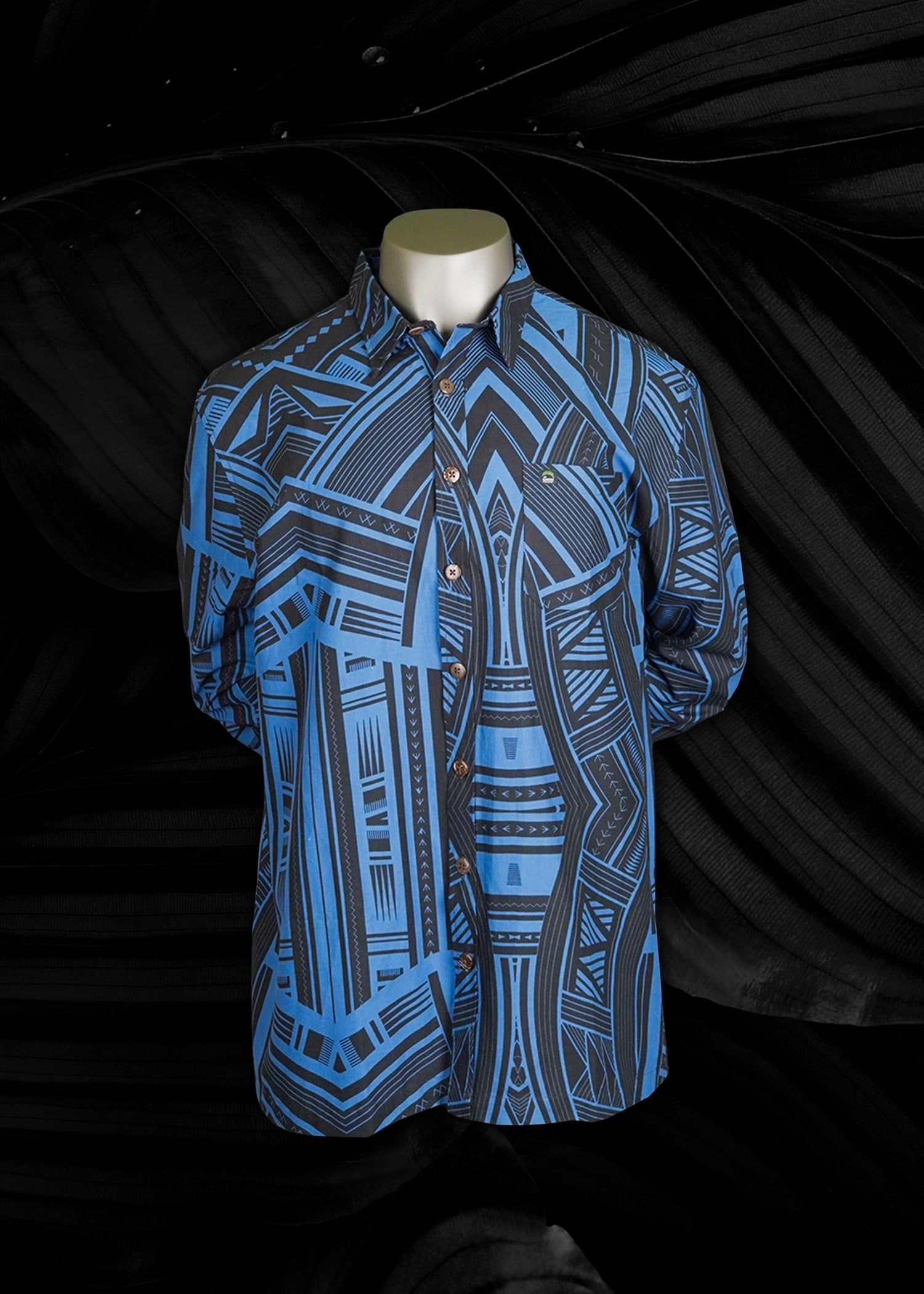 Eveni Pacific Mens Long Sleeve Shirt - Ebony Blue
