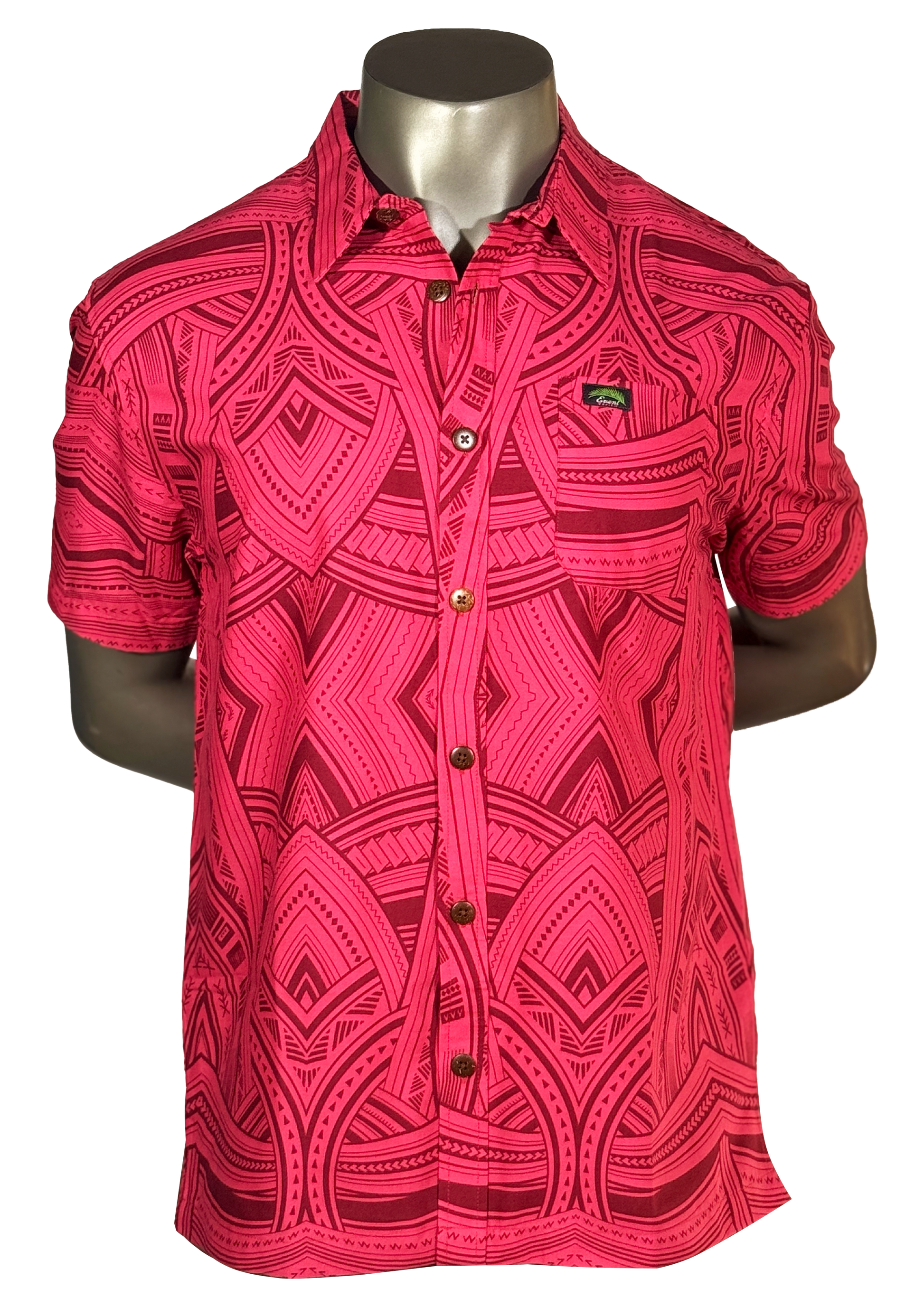Eveni Pacific Men's Classic Elei Shirt - Breezy Bay Red