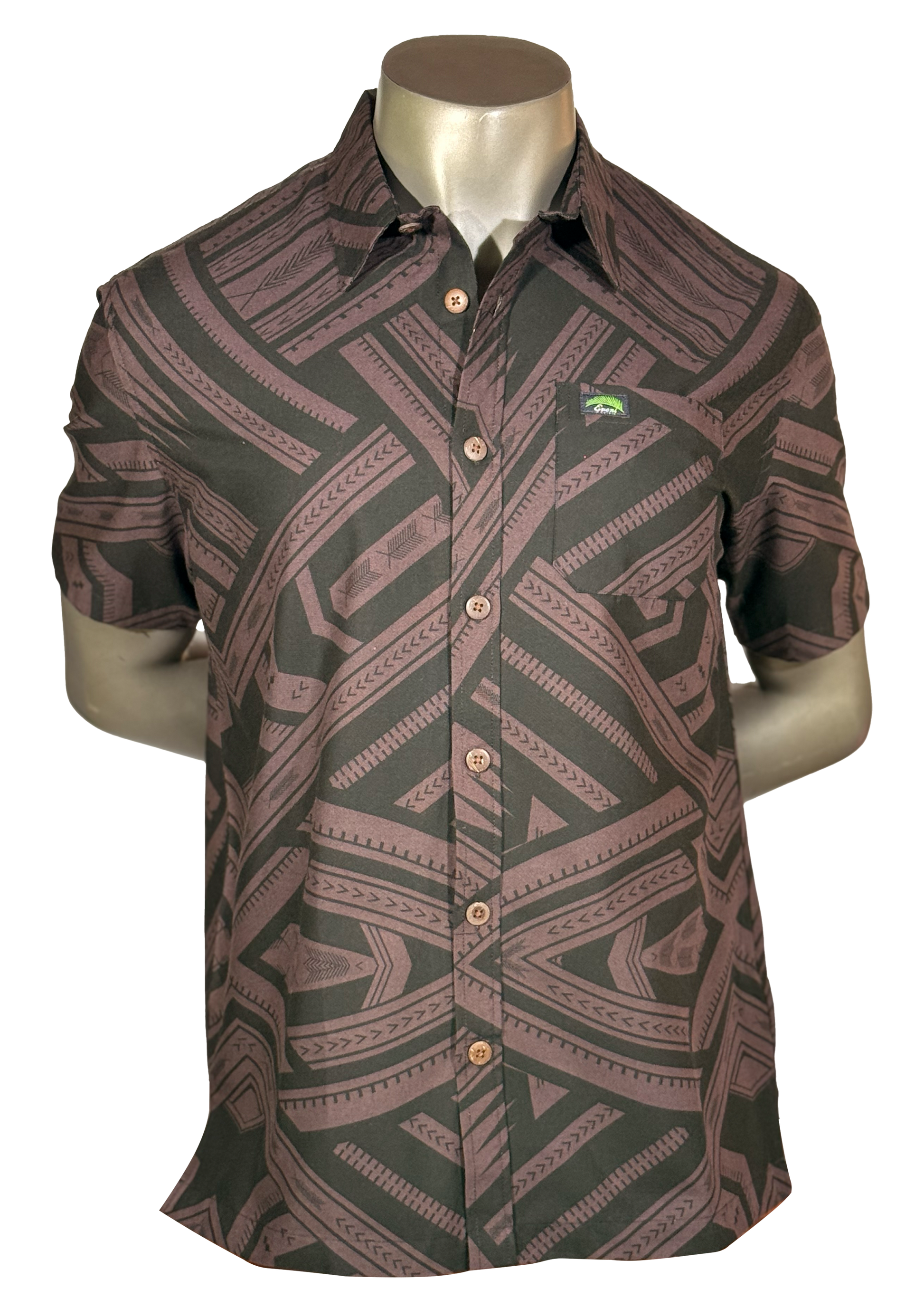 Eveni Pacific Men's Classic Elei Shirt - Lagoon Love Brown