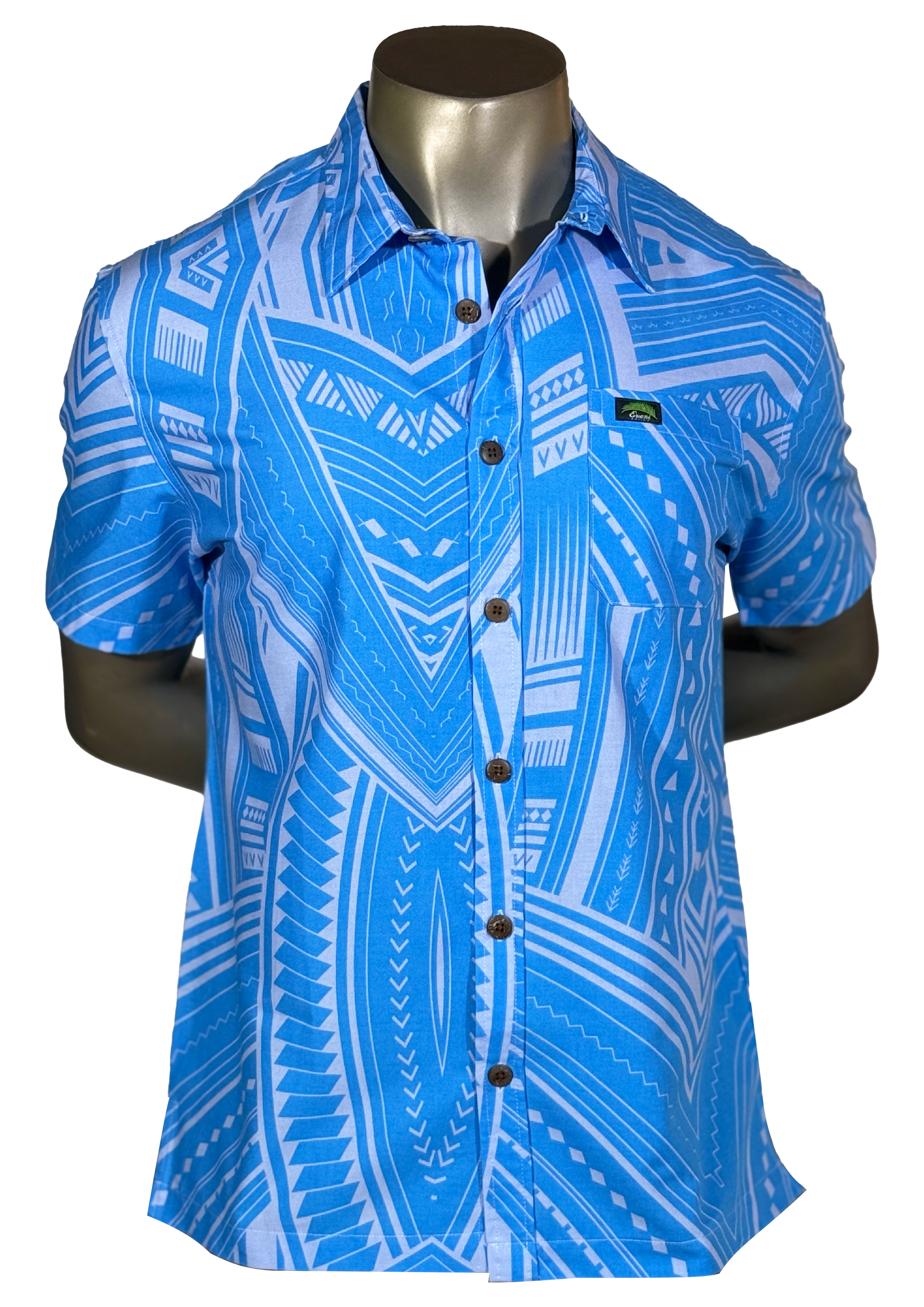 Eveni Pacific Men's Classic Elei Shirt - Waves Of Wonder Blue